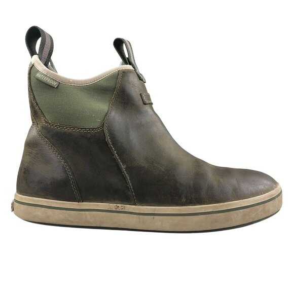 Xtratuf Women's 9 Brown Green Leather Waterproof Pull On Ankle Deck Boots FAIR - Picture 1 of 16